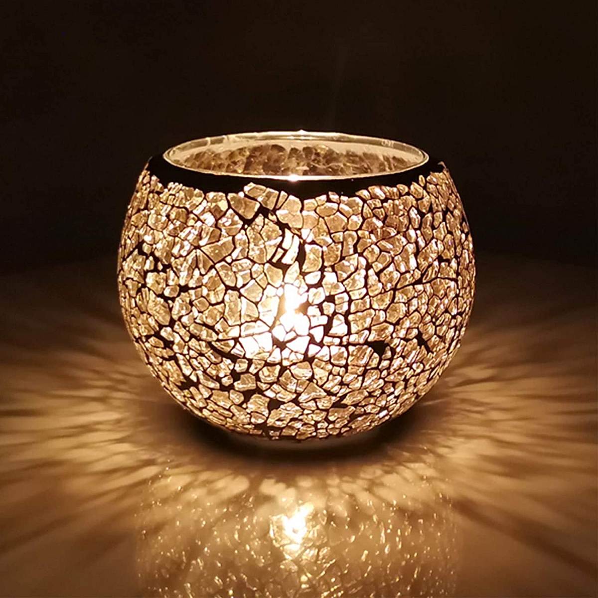 mosaic glass votive candle holder