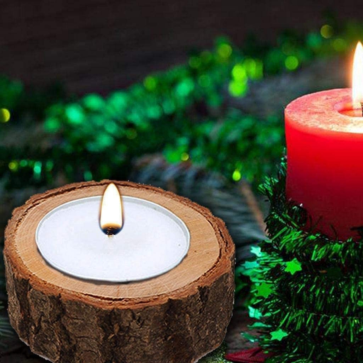 wooden votive tealight candle holder