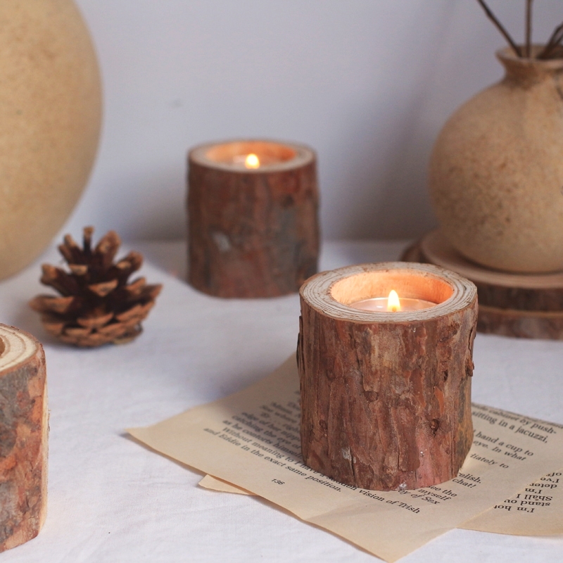 handmade wooden glass candlestick centerpiece