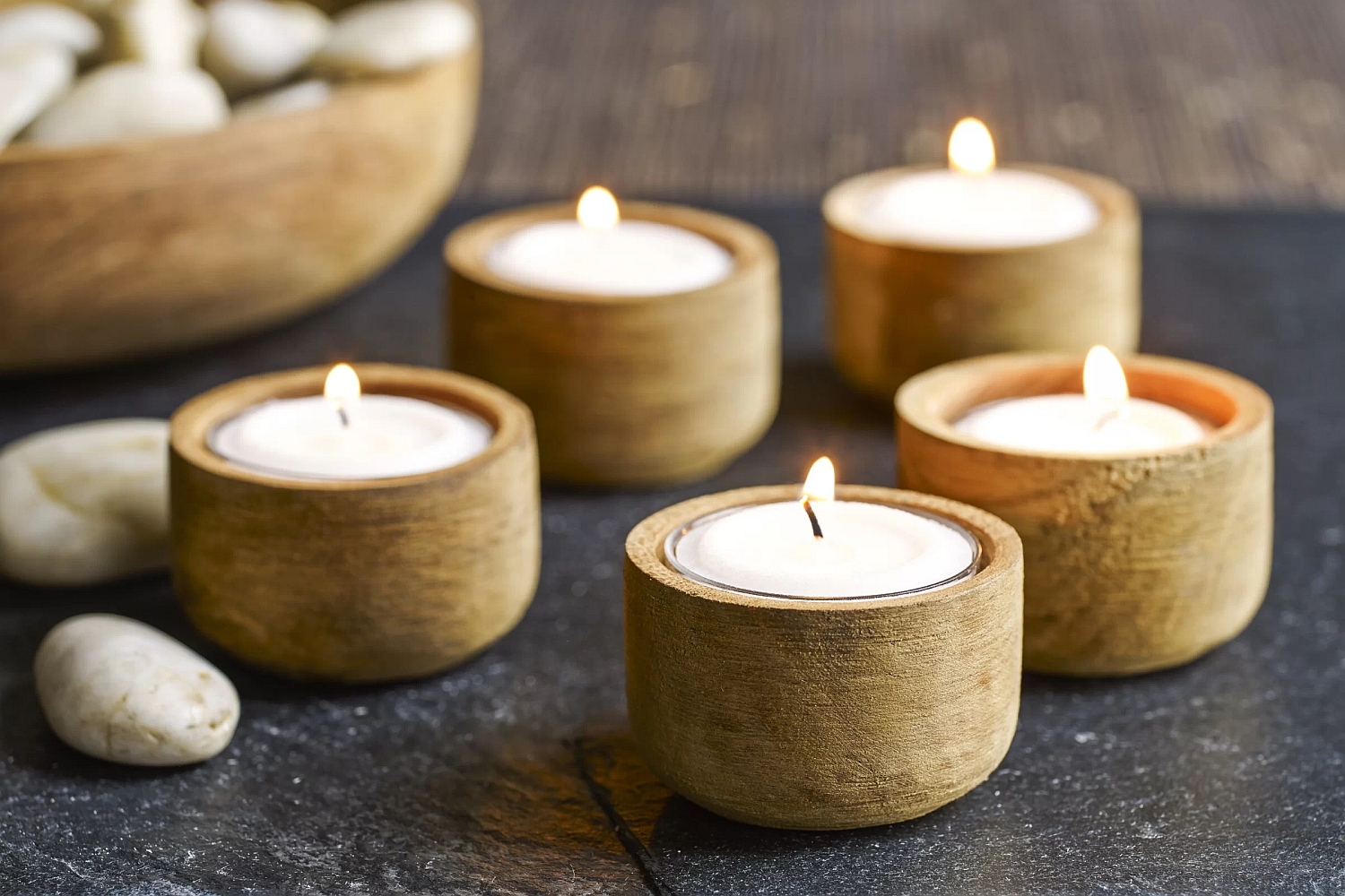 loredana small wood tealight holders