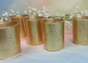 metallic gold glass votive candle holders