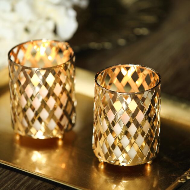 metallic votive candle holders set of 2