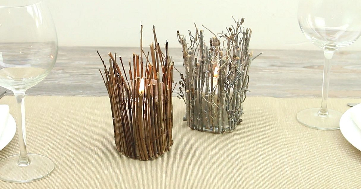 rustic twig candle holders