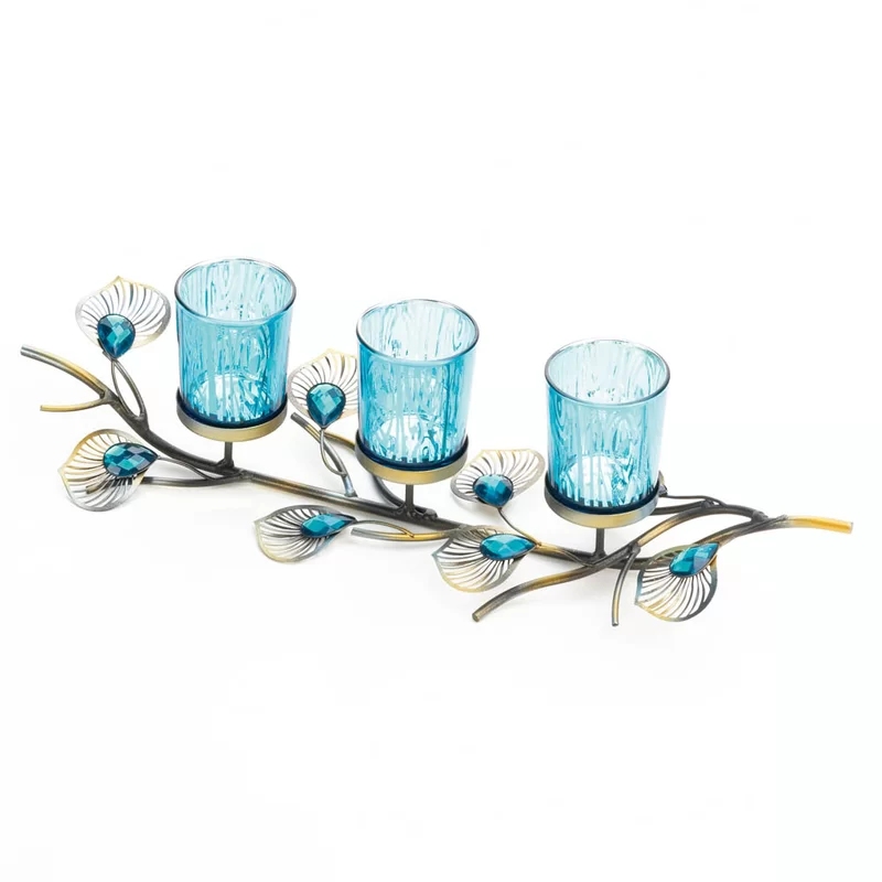 Peacock 4 Iron Tabletop Votive Holder