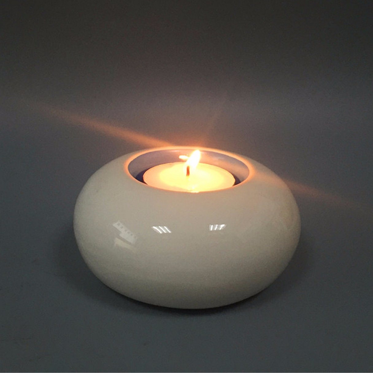 Porcelain Ceramic White Paint Round Zen Tealight Holder
