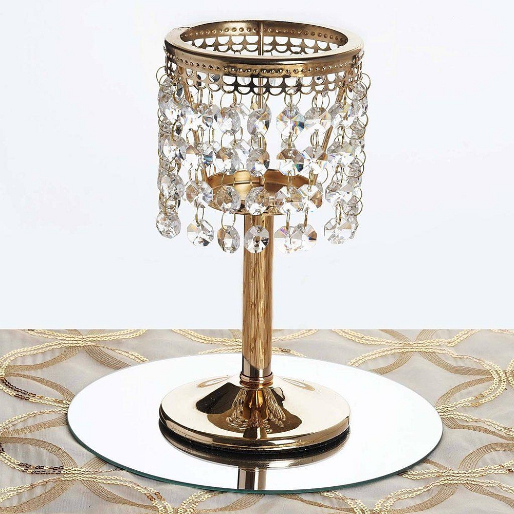 crystal beaded chain votive tealight candle holder with metal stand