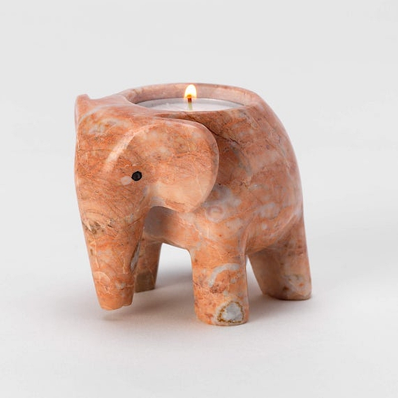 elephant marble candle holder