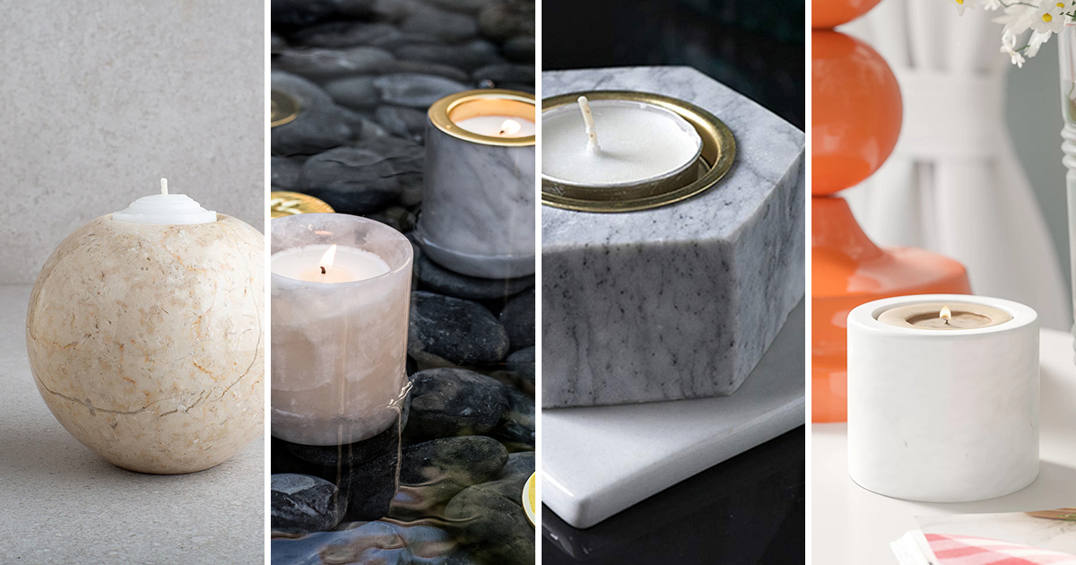Marble Stone Votive Candle Holders
