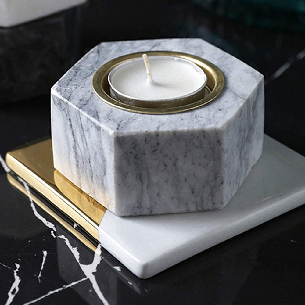 natural marble tea light votive candle holder
