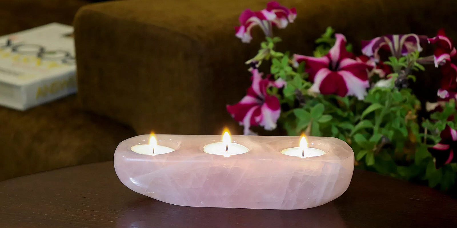 natural rose quartz holder