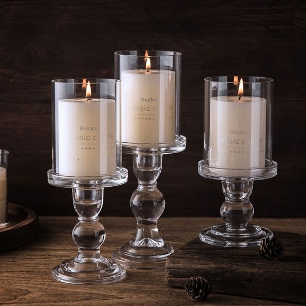 nordic crystal pillar candle stand