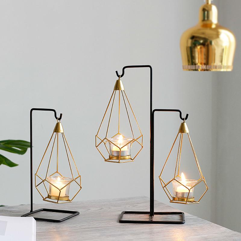 nordic style gold geometric candle metal