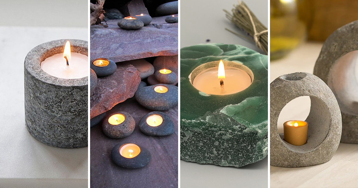 Rock Stone Votive Candle Holders