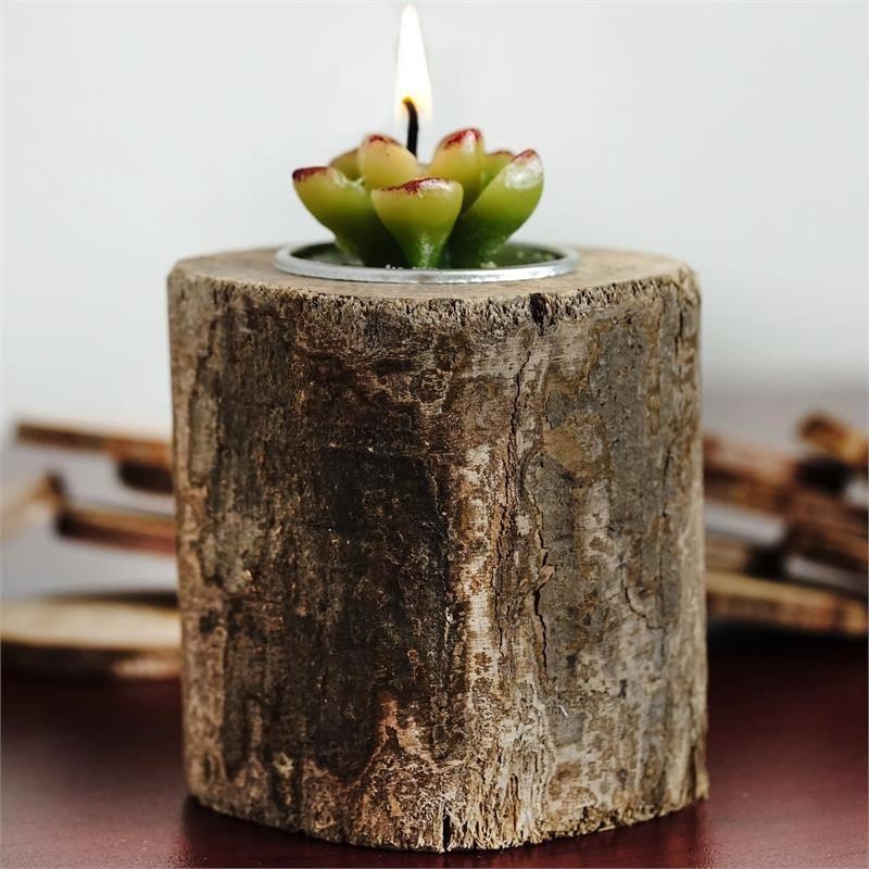 wooden natural stump votive candle holder