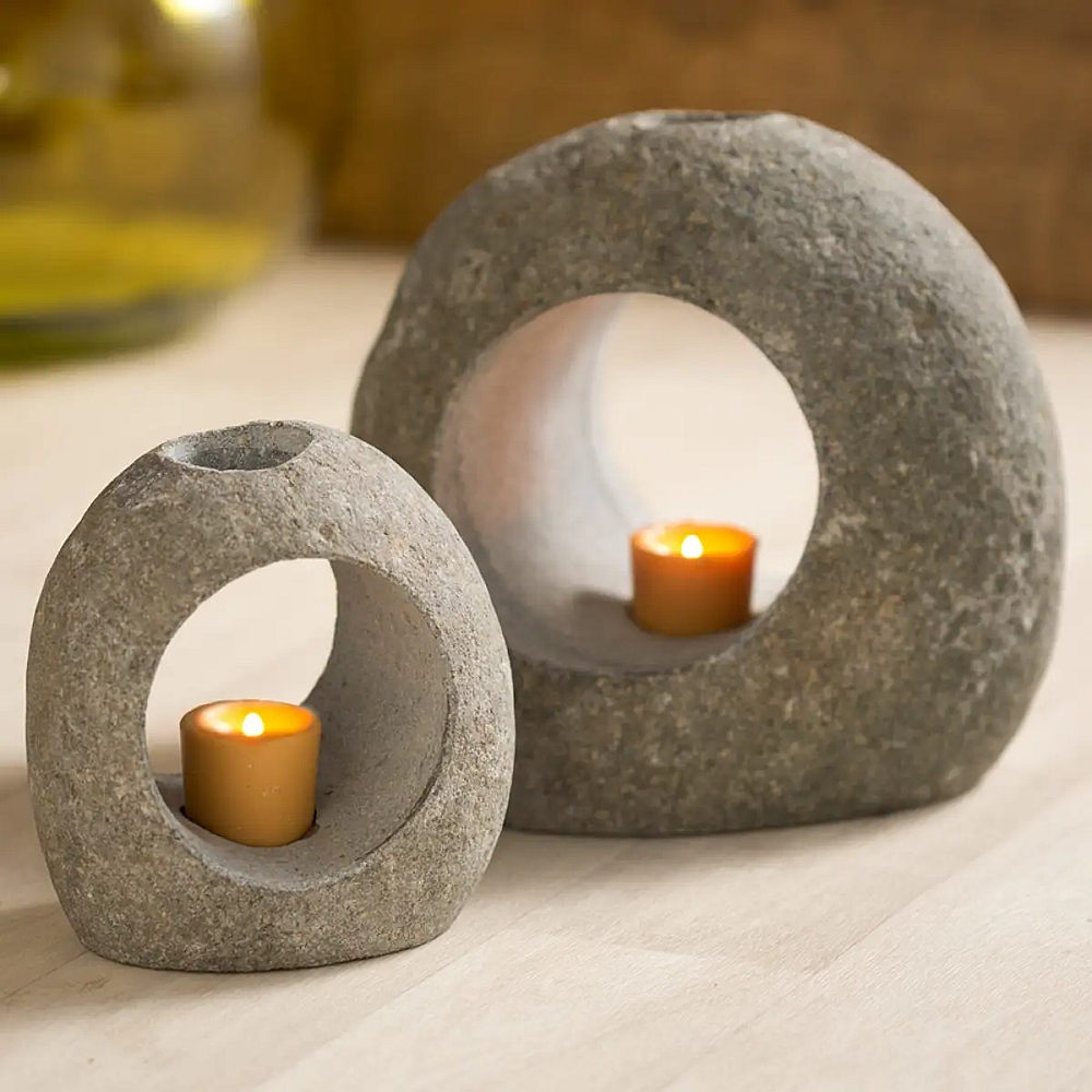 zen stone tealight holders