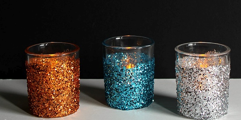 glitter votive glass