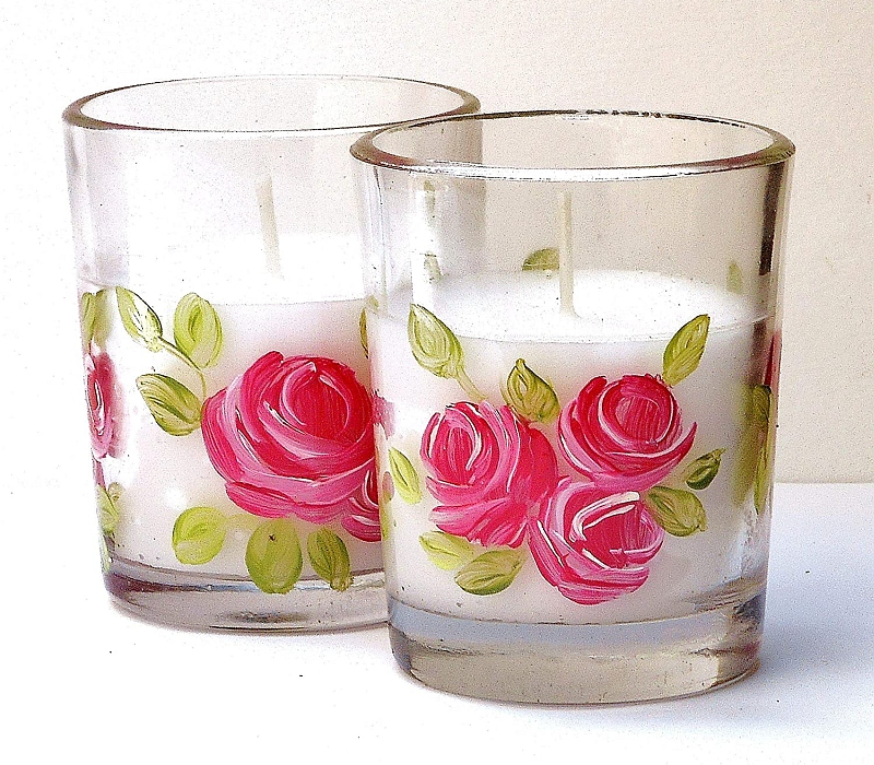 painted glass votive