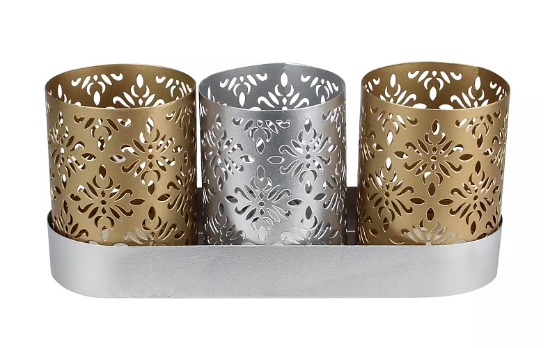 Northlight Metallic Silver Gold Votive Candle Holders