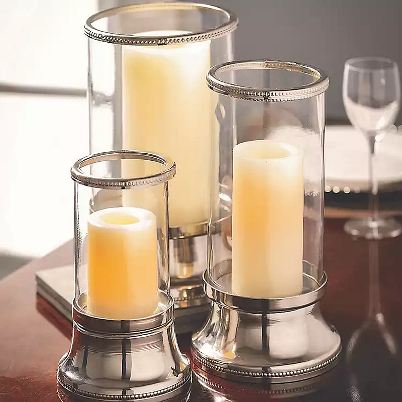 Silver Base Glass Votive Candle Holder Set