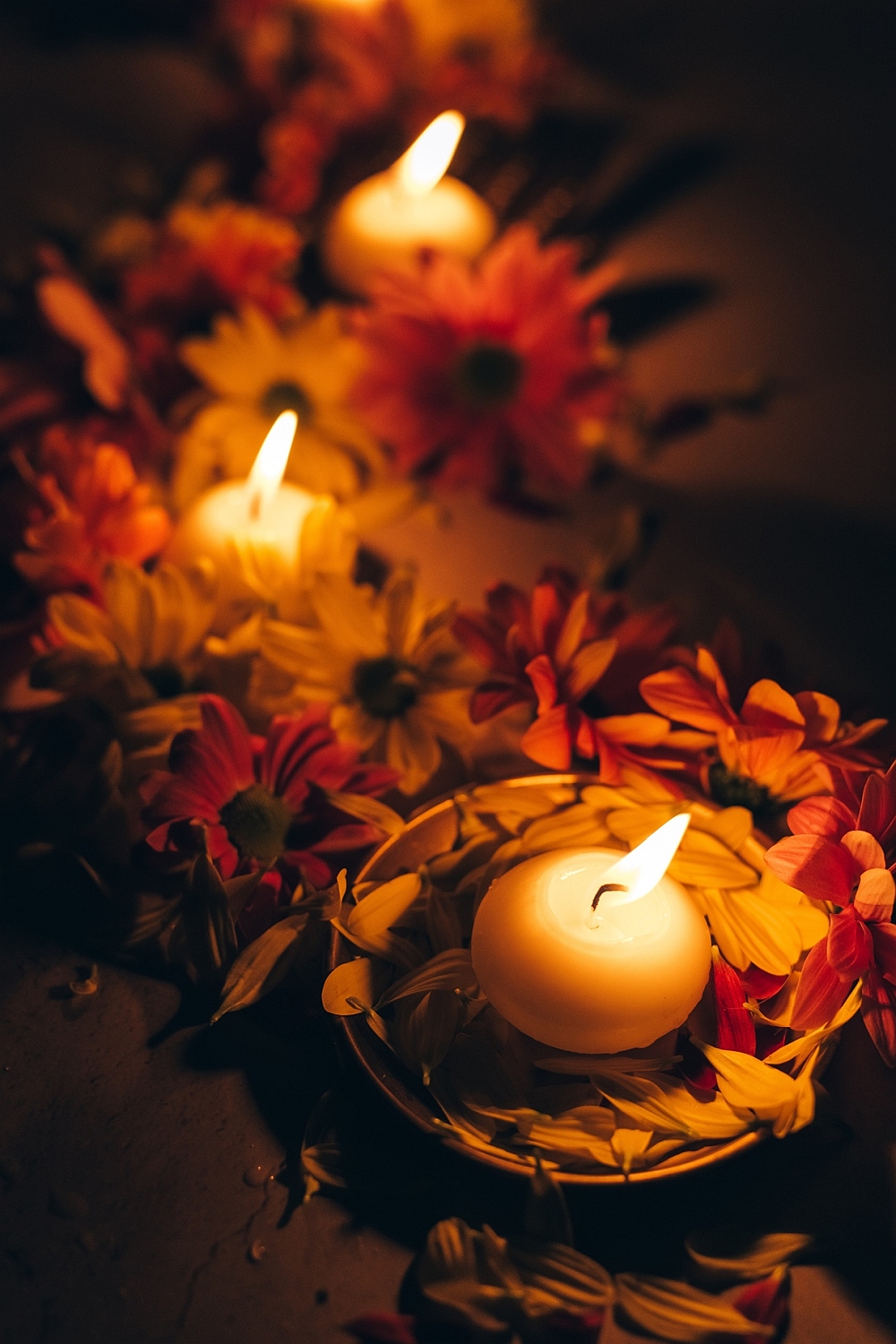 flowers and candles