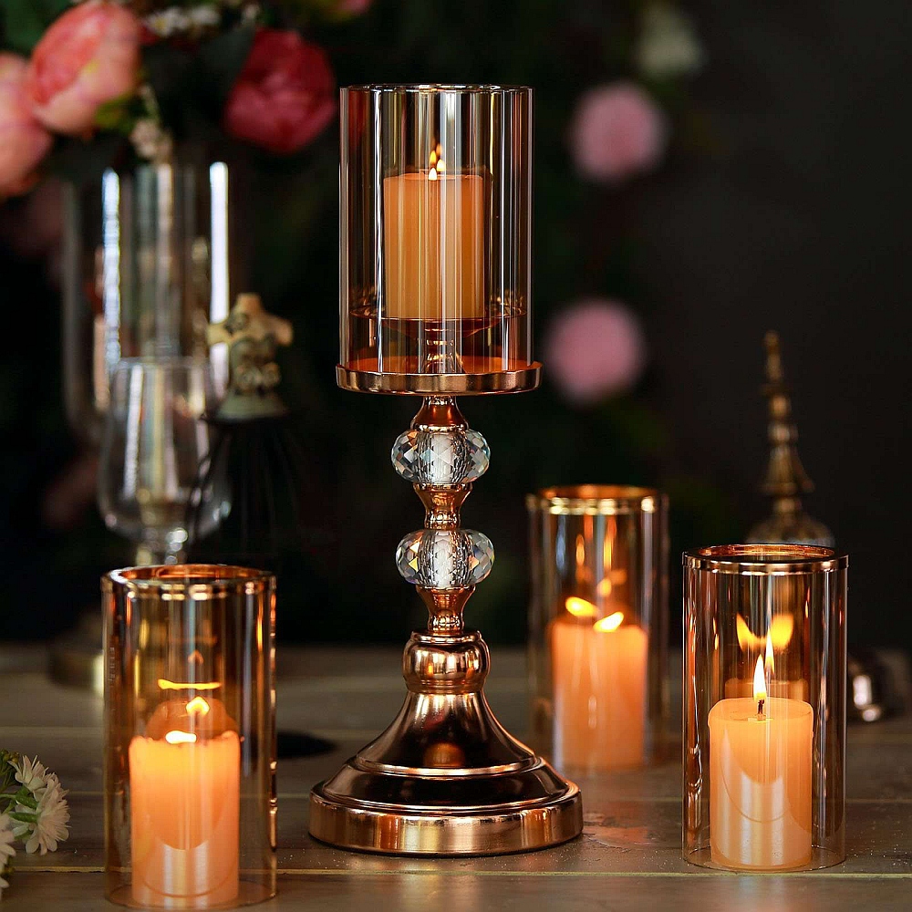 gold pillar votive candle holder