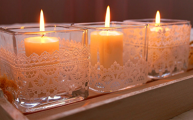 lace around votive candles