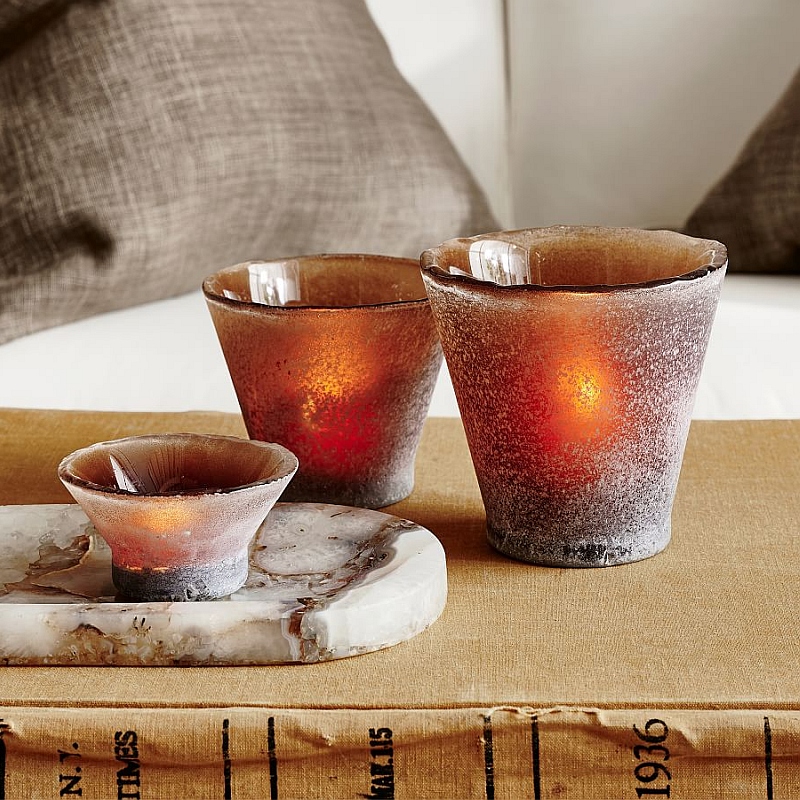 laguna frosted glass votive candle holders set