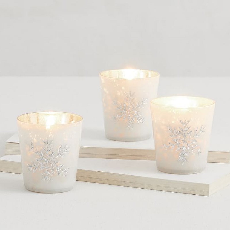 scented snowflake votive candle set frosted fir chestnut