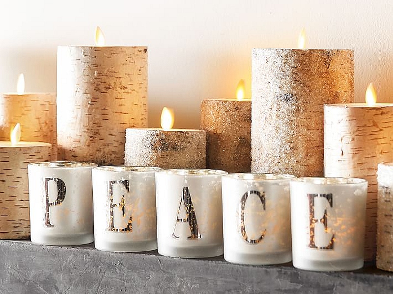 sentiment votive candle holder peace