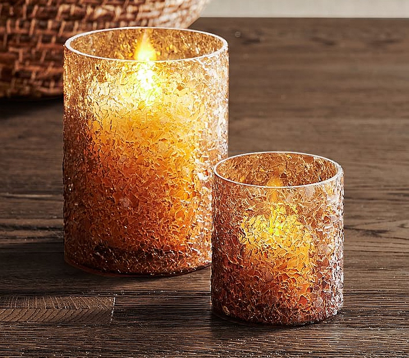 texture glass votives amber