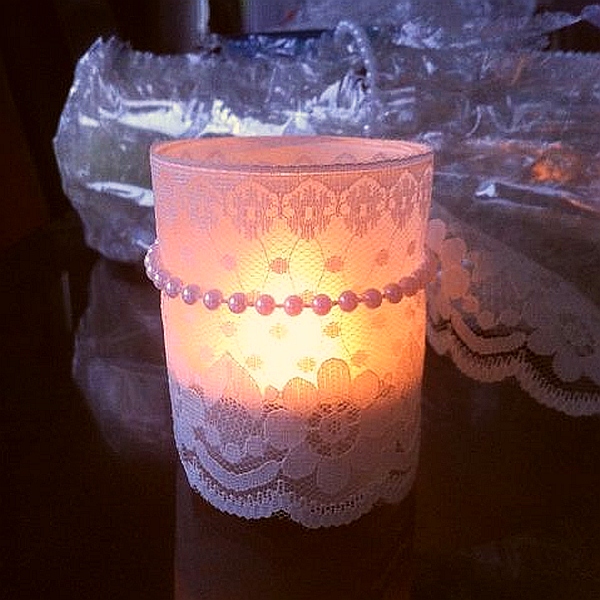 votive with lace craft
