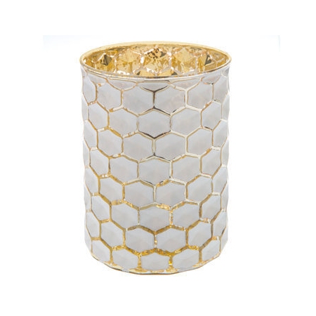 Honeycomb Mercury Glass Candle Holder