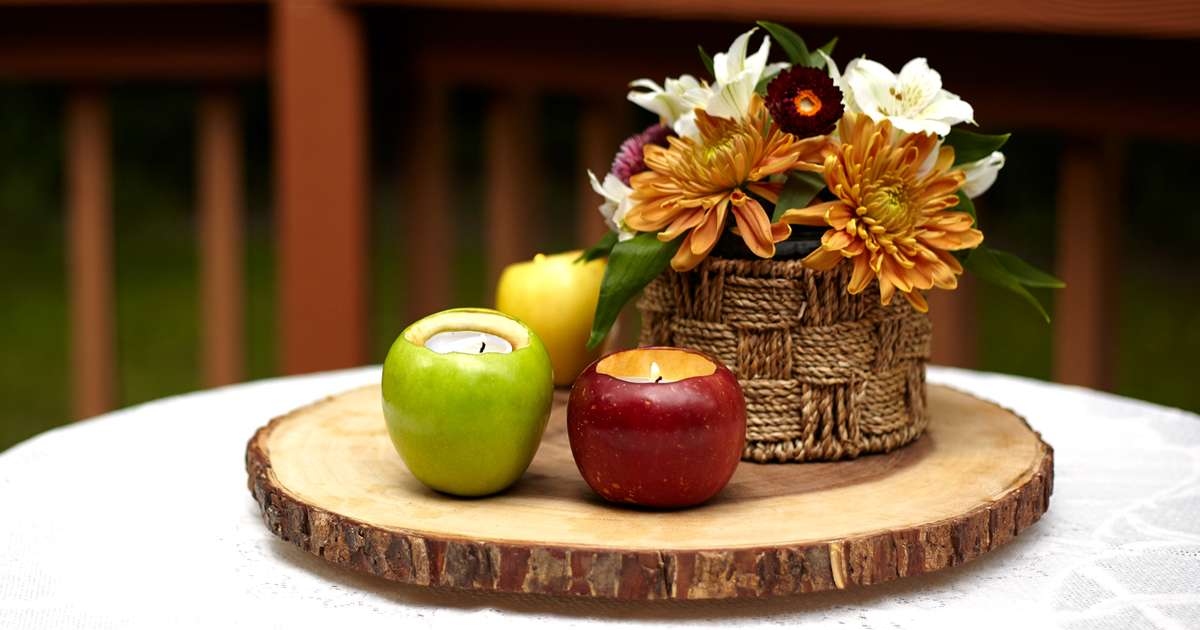 diy apple votive candles centerpieces