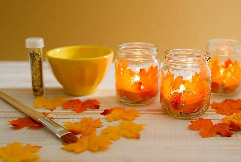 fall diy leaf votives