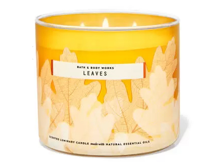 leaves 3 wick candles