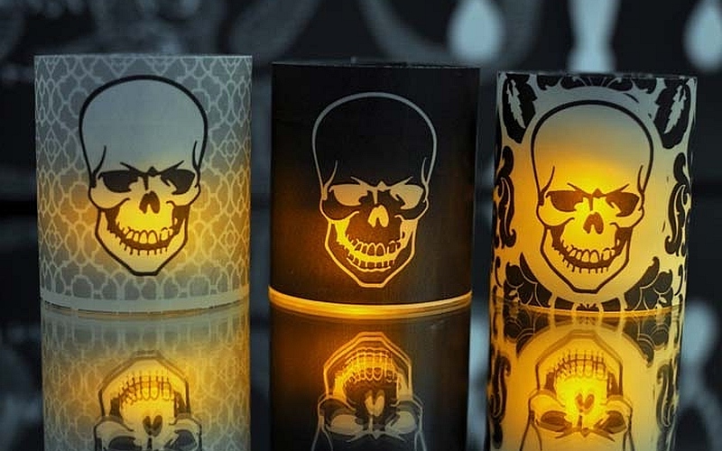 skull painted votives