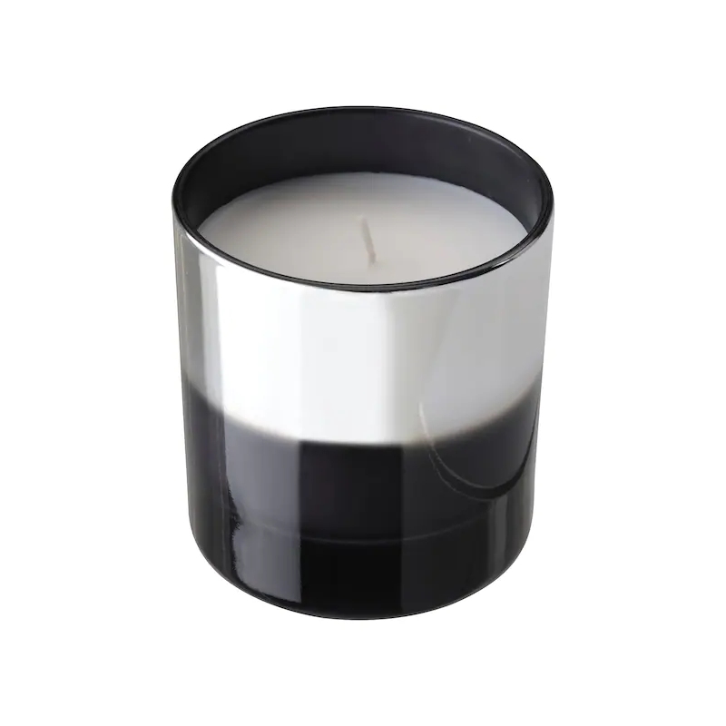 hopfoga scented candle in glass spicy and flowery grey