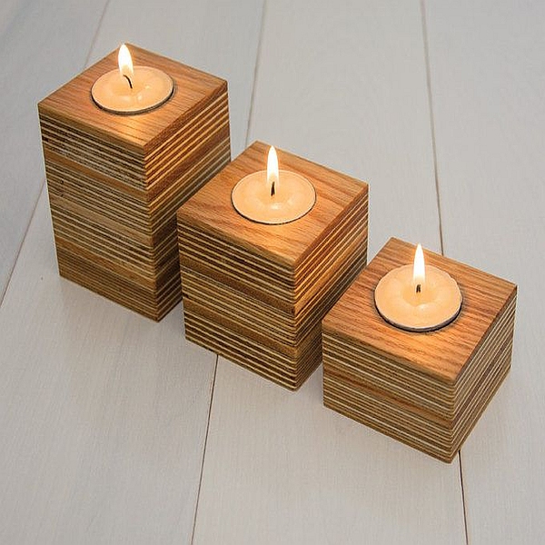 tealight square wood center piece