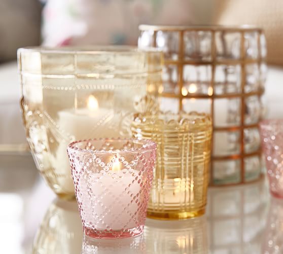 vintage inspired pressed glass votives warm set of 6