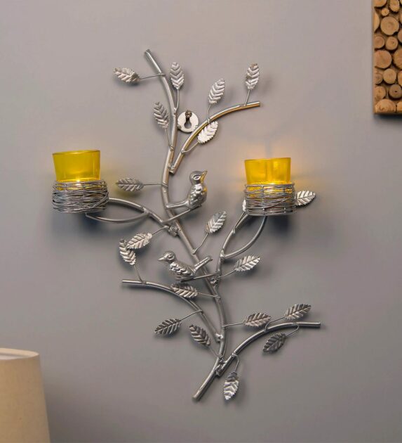 yellow steel wall candle holder by homesake yellow steel wall candle holder