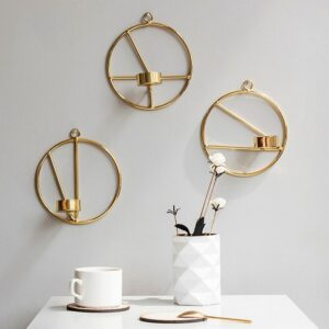 Nordic Style 3D Geometric Round Candlestick Metal Wall Hanging Candle Holder Sconce Tealight