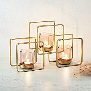 gold metal candle holders