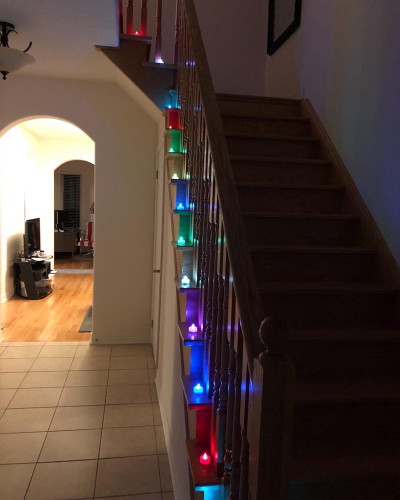 led colors home stairs decoration