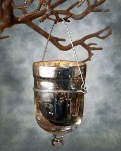 hanging mercury glass votive holders