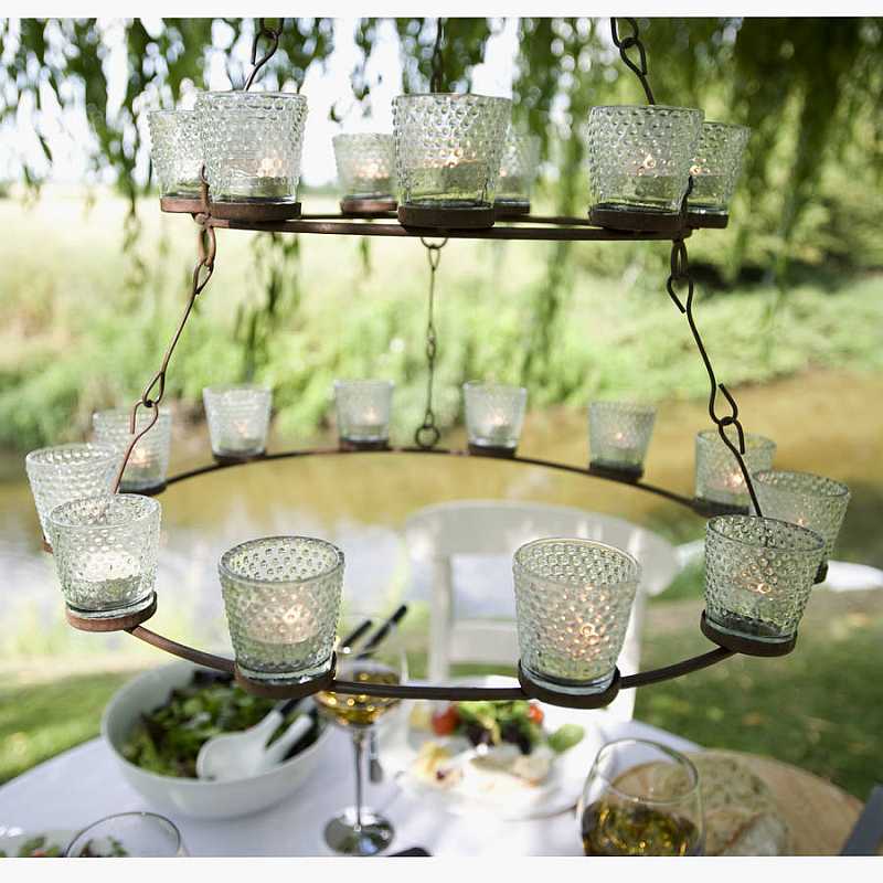 rustic tealight chandelier