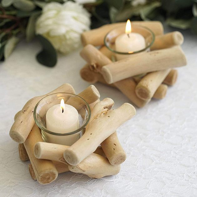 Homey Wooden Tea Light Candle Holders