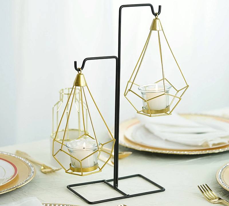 gold geometric candle holder