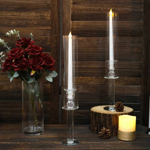 clear glass hurricane candle holders