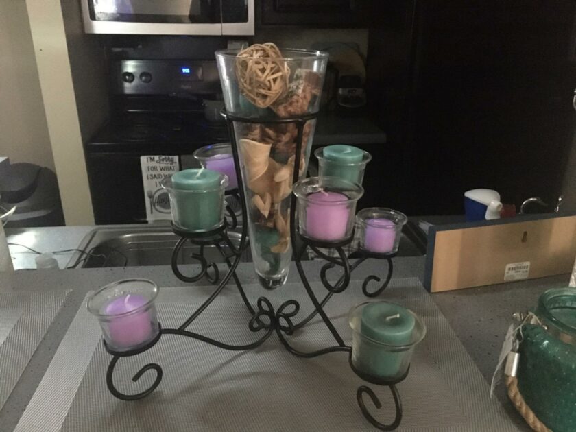 colored votive candle decor