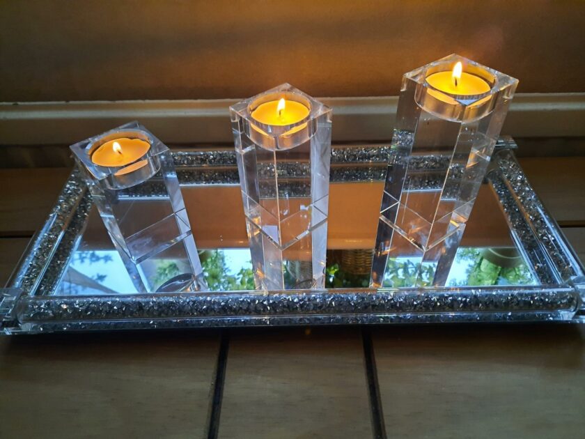 crystal candle holder on table